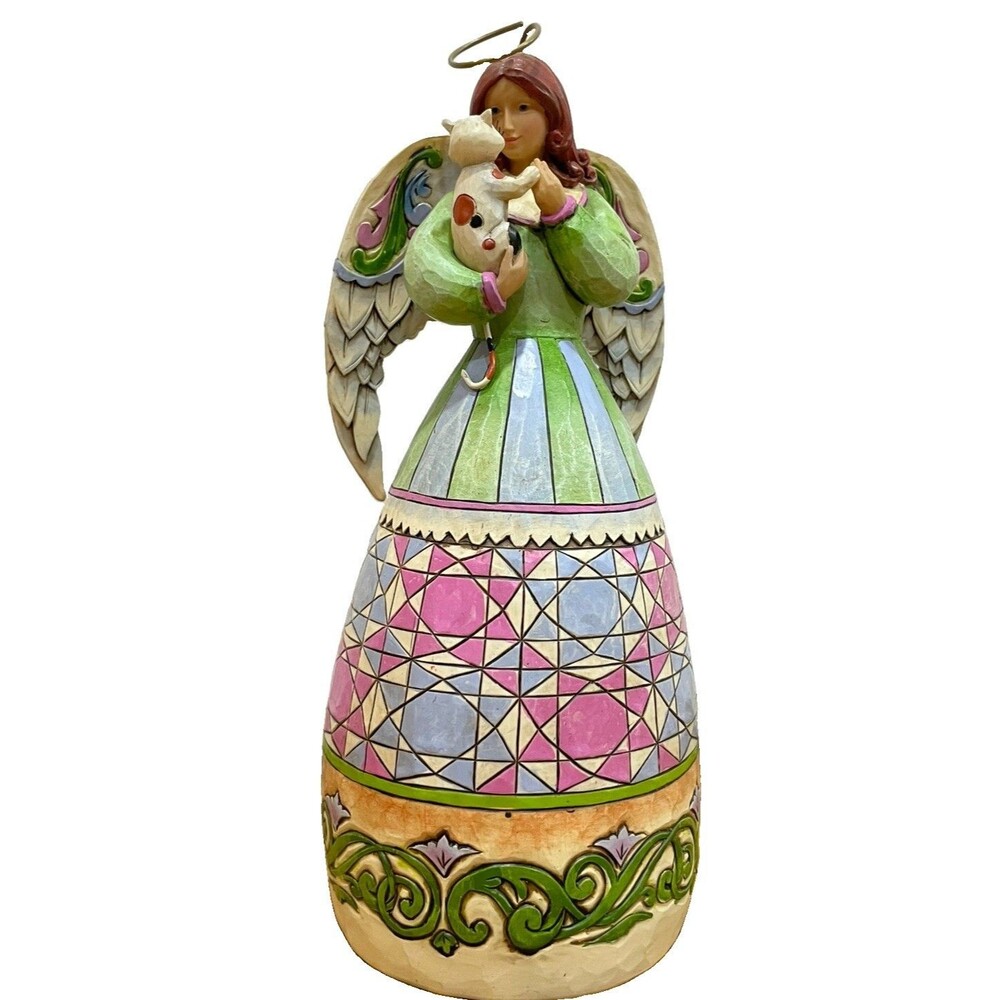 Jim Shore Heartwood Creek Contentment Is Divine Angel With Cat 4017635